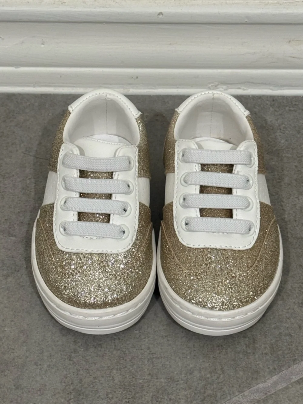 Janie and Jack - Infant size 4 - gold sparkly sneakers